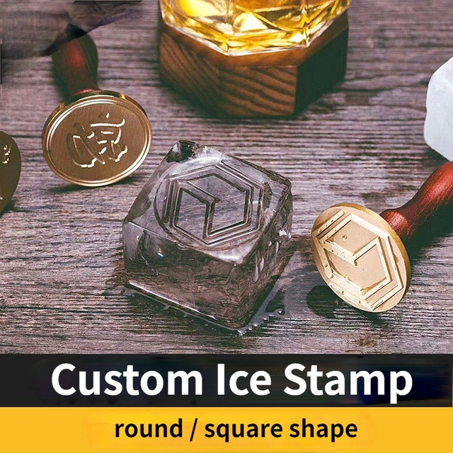 Custom Logo Ice Stamp Customized Brass Embossing Design Wax Clay Seal Stamps  Cooktail Bar Logo DIY